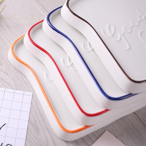 Image of Ceramic Toast Shape Serving Plate | Snack Plate for Breakfast | Decorative Dessert Plate | Microwave Safe Ceramic Plate | Unique Shaped Plate for Kitchen | Gifting Plate | Brown | 2 Piece