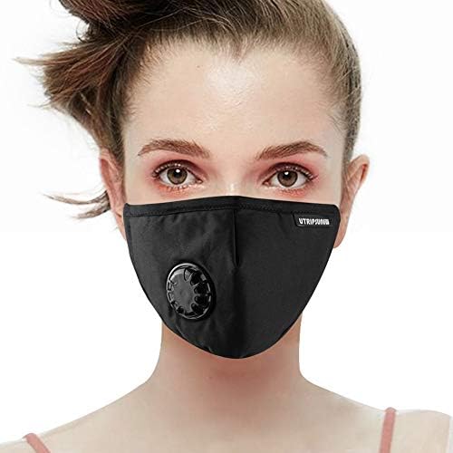 UTRIPSUNEW Anti Pollution Safety Mask with Breathing Valve Washable and Reusable Cotton Filter Mask Prevent Pollen Woodworking Face Mask Respirator (Black)