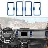 RAZPOY for Bronco Air Conditioning Outlet Vent Trim, 4PCS Center Console Dash AC Vent Ring Cover Compatible with 2021-2024 Ford Bronco Interior Accessories, Blue