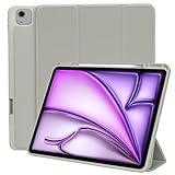 MS factory iPad Air 13インチ ケース M3 M2 用 Pro 12.9 第6/5世代 対応 カバー ペン収納 耐衝撃 ソフトTPU アイパッド Air13インチ 2025 2024 Pro 12.9インチ 第6世代 第5世代 対応 ライト グレー IPDA13m2-S-HDR-LGY