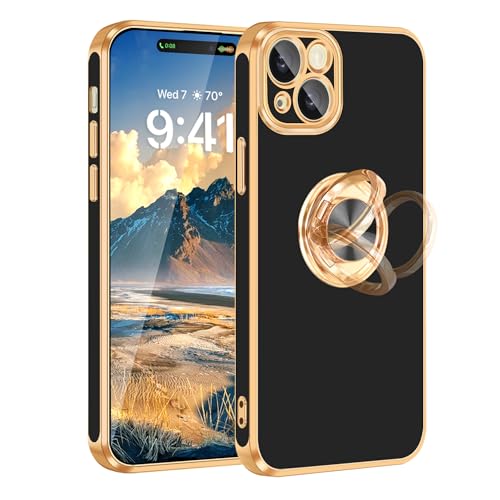 Coque iPhone 15 avec anneau support pour femme et fille