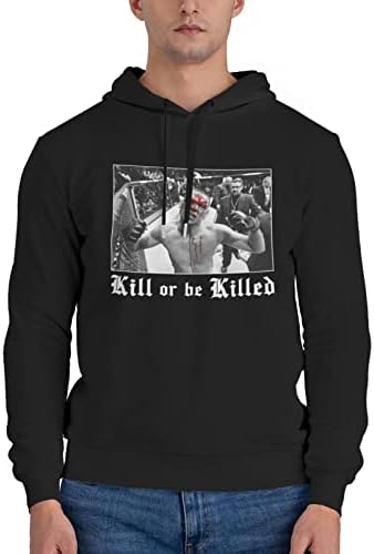 Nate Diaz Hoodie Man'S Big And Tall Casual Fashion Pullover Drawstring Sweatshirts Black