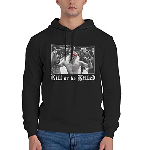Nate Diaz Hoodie Man's Big And Tall Casual Fashion Pullover Drawstring Sweatshirts Black #TOP1