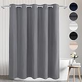 River Dream Grey Waffle Weave Shower Curtain with Snap in Liner,No Hooks Needed,Hotel Grade,with Mag