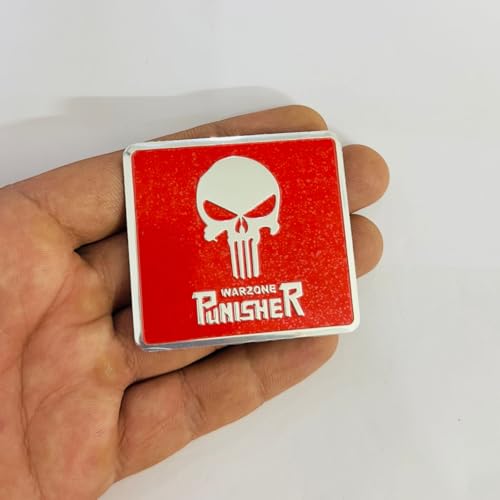 Image of Emblems for Car & Bike Metal Lo.go and Grill Me.tal Lo.go, Auto Accessories for Car Emblem 3D Badge Auto Racing Sport Sticker Grand Tourer Decal. (Chrome RED Square Slim Punisher)