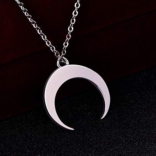 JO WISDOM Moon Necklace,925 Sterling Silver Crescent Moon Pendant Necklace for Women chian:42cm+3cm