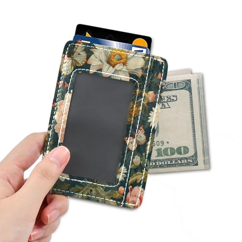 Daisy Flowers Card Holder Slim Front Pocket Wallet Minimalist RFID Blocking Credit Card Case for Women Men4