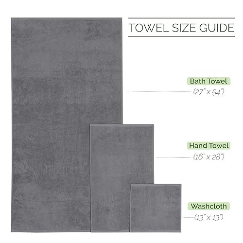 Image of Elegant Comfort 4 Lines Viscose Stripe 6-Piece Premium Towel Set - 100% Turkish Cotton High Absorbent Luxury Bathroom Towels - Includes 2 Washcloths, 2 Hand Towels and 2 Bath Towels Set, Gray