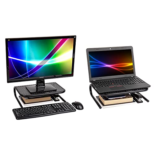 Mind Reader 2METMONST-BLK Metal Monitor Stand, Monitor Riser for Computer, Laptop, Desk, iMac, 2-Pack, Black