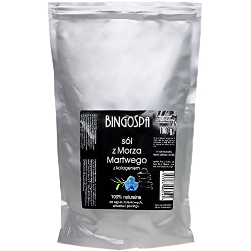 BINGOSPA sal de baño del Mar Muerto con colágeno para infecciones de la piel, psoriasis, acné, estrés, sudoración, dolor muscular 1 kg Cover