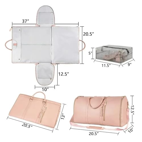 Travel Bag PU Leather Garment Bag Large Size Pu Foldable Suit Bag For Travel(White And Brown)3