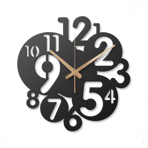 Image of Metal Wall Clock for Living Room, Bedroom, Office, Kitchen, Home and Hall, Stylish Designer Big Size Modern Wall Watch for Home Decor Black (Minimalist, 50 CMS)