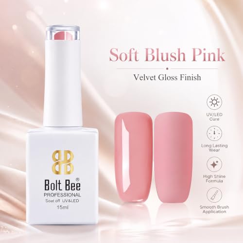 Image of BOLT BEE 15ML Gel Nail Polish 1Pc Clear Pink Glitter Nail Polish Soak Off UV LED Nail Gel Polish Nail Art Starter Manicure Salon DIY at Home, 0.5 OZ (1) (98)