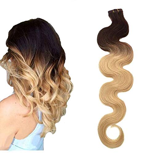 Smartinnov Tape in Hair Extensions Body wave 18inches 2 Tones #2/613 Dark Brown to Blonde Ombre Human Remy Hair 40g 20pcs Seamless Skin Weft Body Wavy Bayalage Glue in Extensions