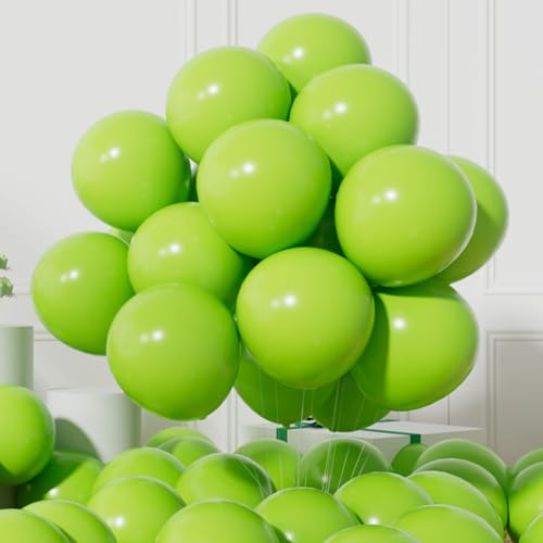 Image of AULE 50Pcs Latex 12 Inch Lime Green Balloons | Happy Birthday Fruit Theme Graduation Gender Reveal Shower Spring Decoration