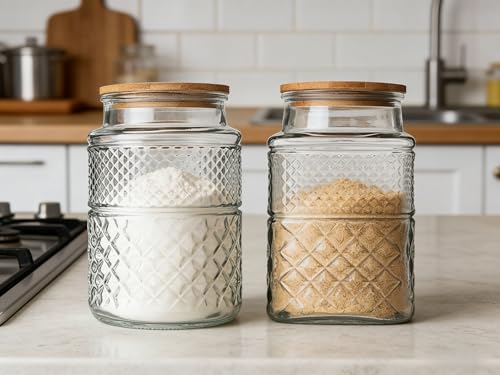 Prettidecor Glass Storage Jar with Bamboo Lid