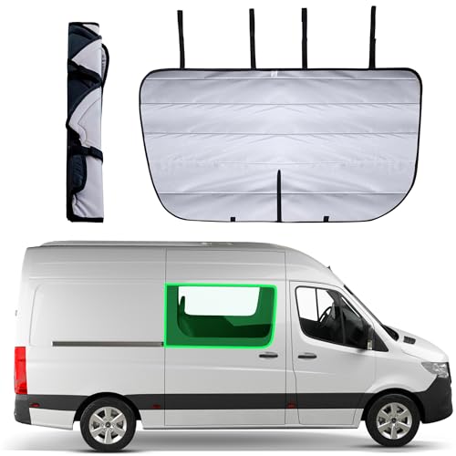 Insulated, Blackout Sliding Door Window Sunshade Cover for Mercedes Benz Sprinter Van 2007 to Current