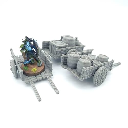 QP3D - Merchant Carts with Crates and Barrels Scatter Terrain - Fantasy Wooden Goods for Tabletop Scenery & RPG 28-32mm Miniatures Wargame Props DnD D&D, 3D Printed and Paintable - Image 7