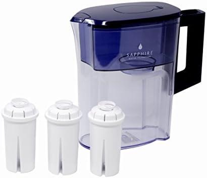 Sapphire Water Pitcher with 3 Filters, Clear/Blue