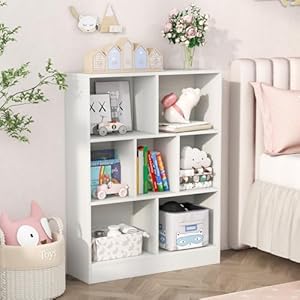 HONEY JOY Kids Toy Storage Organizer, 7-Section Wooden Floor Storage Cabinet, 41” Daycare Toy Chest, 3-Tier Kids Display Bookshelf for Classroom, Playroom & Nursery, Kindergarten (White) HONEY JOY Kids Toy Storage Organizer 7 Section Wooden Floor Storage Cabinet 41 Daycare Toy Chest 3 Tier Kids Display Bookshelf for Classroom Playroom Nursery Kindergarten White