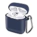 Produktbild opamoo Schutzhülle für Airpods, Silikon Hülle Airpods 2 & 1 case mit Karabiner,Unterstützt kabelloses Laden, LED an der Frontseite Sichtbar, Stoßfestes Schutzhülle für Airpods 2 & 1- Blau