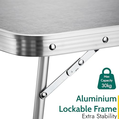 Trail Low Camping Table Folding Lightweight Lockable Aluminium Frame with Handle W60cm x D40cm x H26cm Black - Image 5