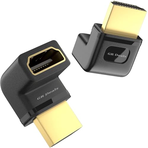Image of HDMI Adapter 90 Degree 4K Male to Female HDMI Connector 90 Degrees Extender Right Angle 2 Pack Combo L Type HDTV Converter. (Coupler) Black.