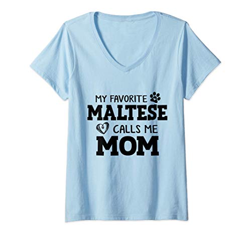 Donna Dog Breed Maltese Mom Dog Calls Me Maglietta con Collo a V
