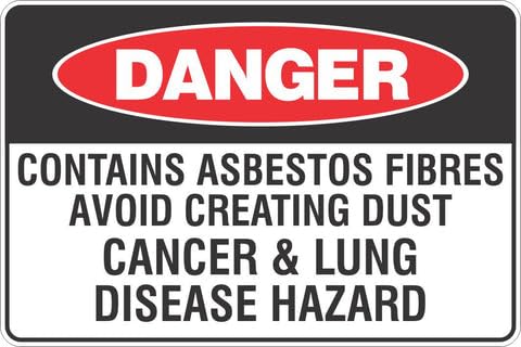 Danger Contains Asbestos Fibres Avoid Creating Dust Cancer & Lung Disease Hazard Safety Sign 12x16 Inch Metal Tin Sign Garage Man Cave Wall Decor