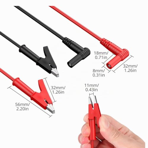 2 Pcs Fiche Banana à Pince Crocodile électriques fils Multimètre cable de Test Sonde Cordon Alligator Flexible Câble de Test Pour les Tests de Laboratoire, 1m – vue 2
