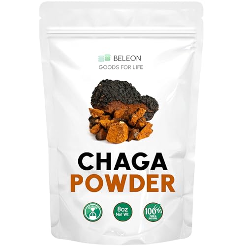 Chaga Mushrooms Powder 8 oz - Natural Antioxidants Supplement for Beverages Baking Tea Coffee