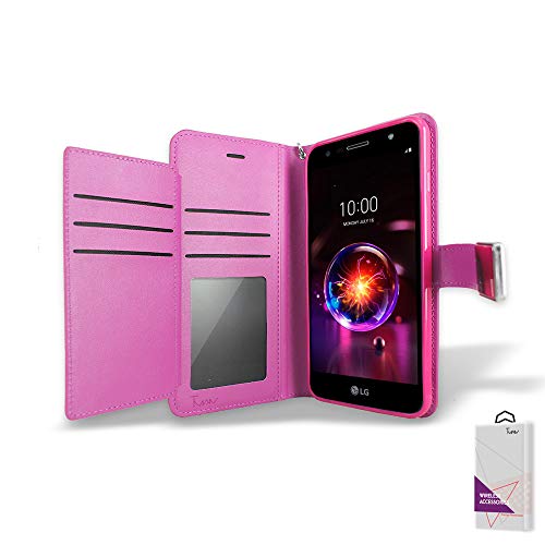 for LG X Power 3 Case, LG X Charge Case, by [T MAN ] Leather [Double] Wallet Card Slots Cover Case for LG X Power 3/ LG X Power 2/ LG X Charge (Pink)