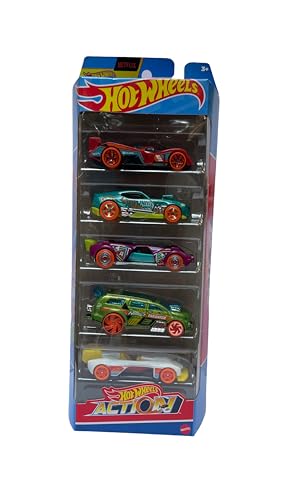 Image of Hot Wheels Car 2024 Action Pack of 5 (Electro Silhouette, Twinduction, Nitro Tailgater, Slide Kick, 24 Ours) Multi - Color
