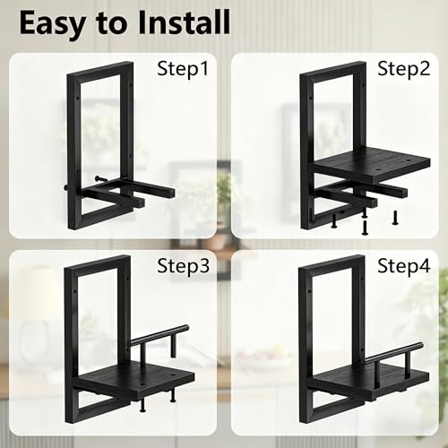 Image of Sbosbo Floating Shelves for Wall, Plant Shelf Indoor, Wall Planters for Indoor Floating Plant Shelves for Bedroom, Living Room, Kitchen, Office, Bathroom Decor (Black, 2 Pack)