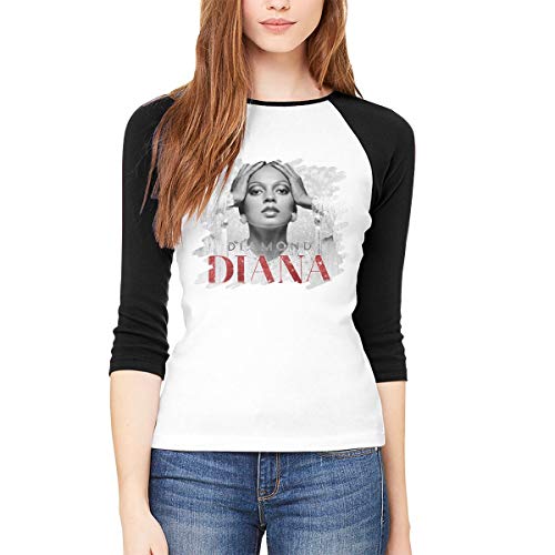 Yolo Diamond Diana Ross Women's Raglan 3\4 Sleeves Baseball Shirts M Black
