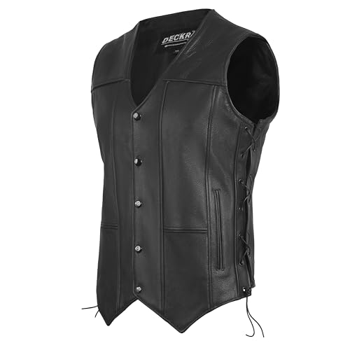 Deckra DMV601 Klasyczna Skórzana Kamizelka Motocyklowa