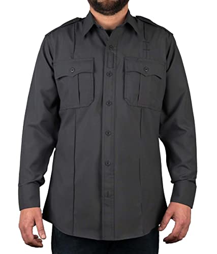 Image of First Class 100% Polyester Short & Long Sleeve Zippered Uniform Shirt 4 Pocket Hidden, Law Enforcement BDU Zipper Closure.