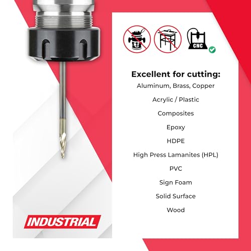 Image of Amana Tool Up Cut Spiral CNC Router Bits for 2D /3D Carving, ZrN Coated, 46293, 5.4 Deg Tapered Angle Ball Tip 1 /16 D x 1 /32 R x 0.362 x 1 /8 Shk x 4 Fl