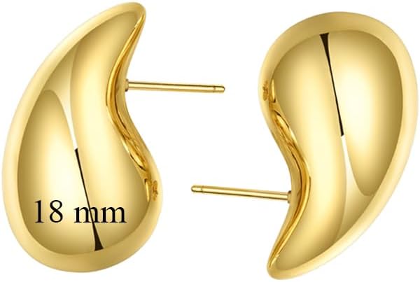 Ascona 18/25/32/47mm Chunky Gold Hoop Earrings for Women | Lightweight Tear Drop Earrings | Gold Drop Earrings for Women