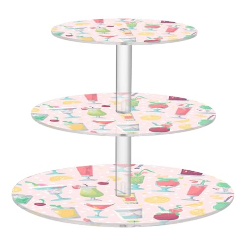 PYBUG Juice 3 Tier Acrylic Cupcake Stands Tower,Dessert Table Display Set for Tea Party,Wedding,Birthday, Baby Shower