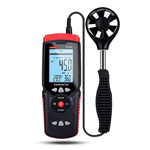 Wintact Digital Anemometer CFM/CMM, Weather Station Wind Speed Meter Gauge Measuring Air Velocity, Wind Volume, Wind Direction, Ambient Temperature, Humidity with Data Logger for HVAC Duct, Outdoor