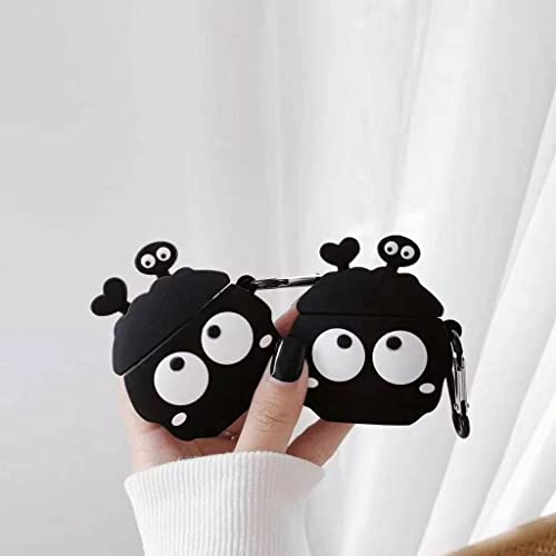 Image of for Airpods Pro 2019 Pouch Case Cover Headphones Soft Silicone Cartoon Character Cover with Keychain, 360-degree Protection (Black Funny)