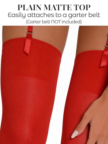 Image of Mila Marutti Thigh High Stockings for Women | Garter Belt Stockings Semi Opaque 40D | Colored Suspender Stockings Pantyhose