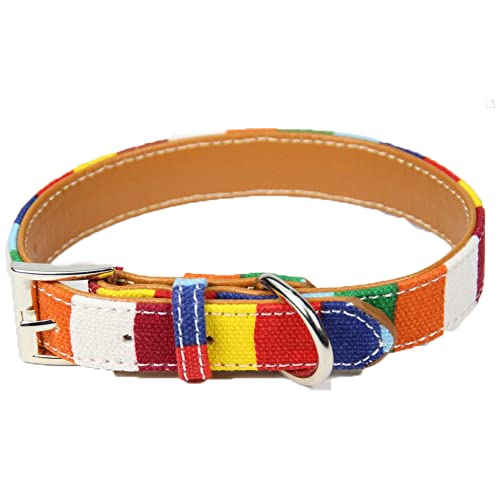 mitas 犬 首輪 Mサイズ かわいい 中型犬 小型犬 PUレザー 犬の首輪 犬首輪 可愛い ワンちゃん首輪 犬おしゃれ首輪 小型犬 中型犬 カラフル 可愛いデザイン オシャレわんこ わんこ レインボー ER-CLAR