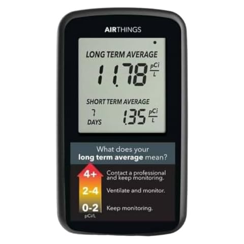 Airthings Corentium Battery-Operated Lightweight Digital Home Radon Detector with LCD Display for Continuous and Long-Term Monitoring Cover