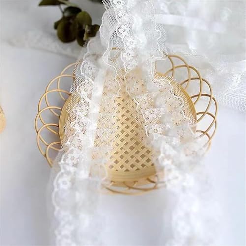 Dentelle tulle extensible brodé de 4cm large ruban Bianco élastique