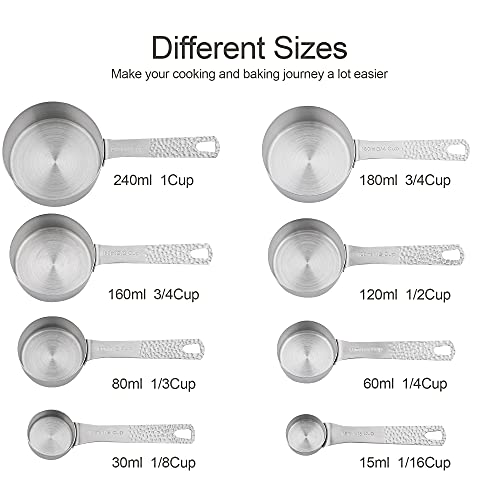 Smithcraft Measuring Cups, 8 Piece Dry Measuring Cup Set, 18/8 Stainless Steel Measuring Cups For Baking, Metal Kitchen Measure Cups With 1/16, 1/8, 1/4, 2/3 And 3/4 Cup Measuring Cup, Cooking Gadgets #TOP1