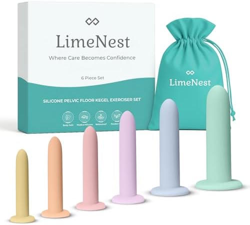 LimeNest Silicone Pelvic Floor Muscle Dilator Exerciser Trainer Set | 6 Sizes for Pelvic Floor Strengthening and Kegel Exercises | Postpartum Essentials for Recovery and Women's Health and Comfort