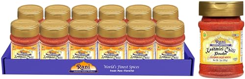 Rani Kashmiri Chilli Powder (Deggi Mirch, Low Heat) Ground Indian Spice 3oz (85g) PET Jar, Pack of 12 ~ All Natural | Salt-Free | Vegan | No Colors | Gluten Friendly | NON-GMO | Kosher | Indian Origin