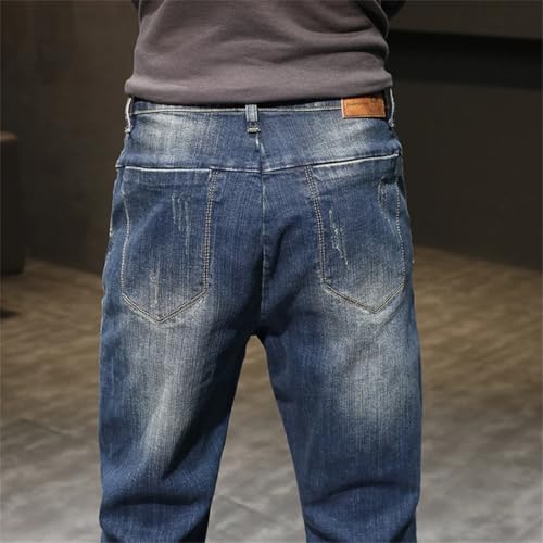 Men's Hip Hop Streetwear Harem Pants Loose Fit Retro Blue Streetch Patchwork Denim Trousres3